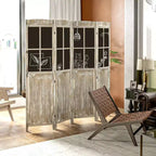 HOMCOM Divisorio Pieghevole in Legno a 4 Pannelli Stile Rustico, Paravento per Privacy Alto 170cm, Naturale