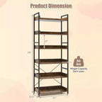 Costway Scaffale a 6 Livelli, Libreria con Ripiani Aperti, Scaffale in Metallo con 4 Ganci