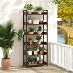 Costway Scaffale a 6 Livelli, Libreria con Ripiani Aperti, Scaffale in Metallo con 4 Ganci