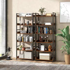 Costway Scaffale a 6 Livelli, Libreria con Ripiani Aperti, Scaffale in Metallo con 4 Ganci