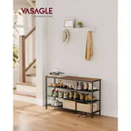 Scarpiera VASAGLE a 4 Livelli, Mobile Scarpiera per 15-18 Paia di Scarpe, Marrone Rustico e Nero
