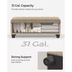 SONGMICS Panca Contenitore Pouf da Ingresso, Sgabello Poggiapiedi Contenitore con Portata di 150 kg, Gambe in Legno Massello