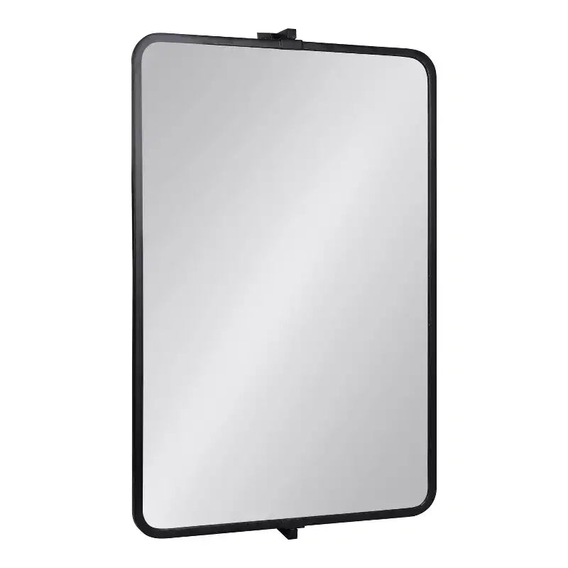 Kate and Laurel Elijah Rectangle Metal Functional Mirror, 38x24, Black