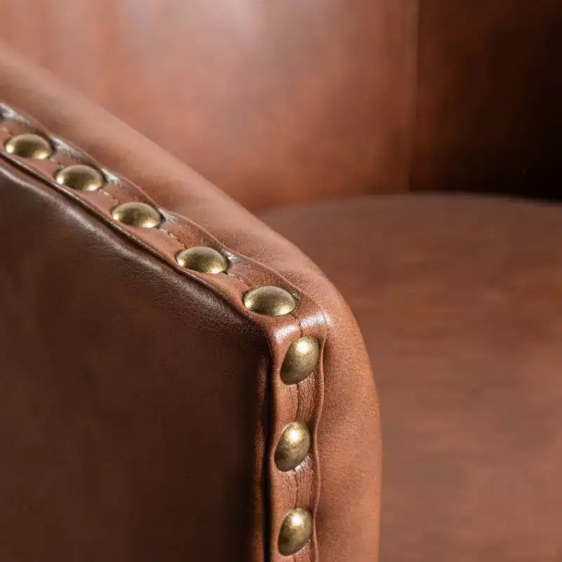 Flash Furniture Poltrona Club Myles con Base Girevole a 360° in Metallo e Rivestimento con Rifiniture Decorative con Borchie
