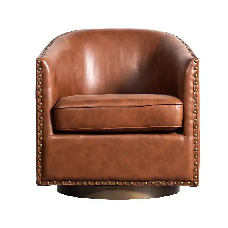 Flash Furniture Poltrona Club Myles con Base Girevole a 360° in Metallo e Rivestimento con Rifiniture Decorative con Borchie