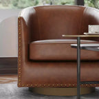 Flash Furniture Poltrona Club Myles con Base Girevole a 360° in Metallo e Rivestimento con Rifiniture Decorative con Borchie
