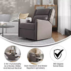 Poltrona reclinabile Flash Furniture Cash con base girevole, manuale girevole a 360 gradi, perfetta per soggiorno, camera da letto o cameretta dei bambini