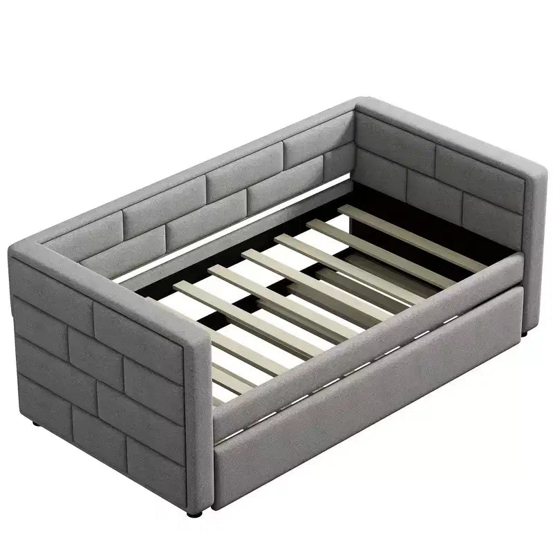 Divano Letto Singolo con Letto Estraibile e Schienale Imbottito, Grigio-ModernLuxe