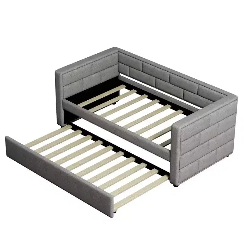 Divano Letto Singolo con Letto Estraibile e Schienale Imbottito, Grigio-ModernLuxe