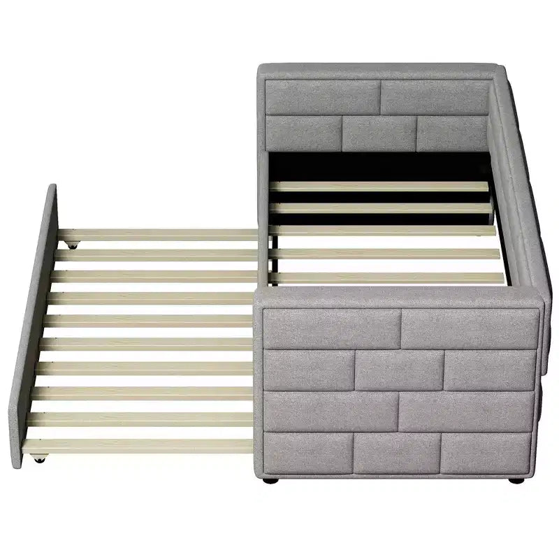 Divano Letto Singolo con Letto Estraibile e Schienale Imbottito, Grigio-ModernLuxe