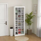HOMCOM Scarpiera Stretta 71" per Ingresso, Scarpiera Alta con 3 Altezze di Cubi Aperti per 36 Paia di Scarpe per Corridoio, Bianca