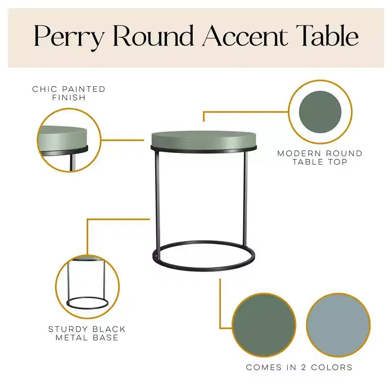 Tavolino d'appoggio rotondo Perry della collezione Cortney