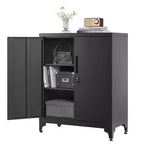 SONGMICS Office Cabinet Garage Cabinet, Metal Storage Cabinet with Doors and Shelves