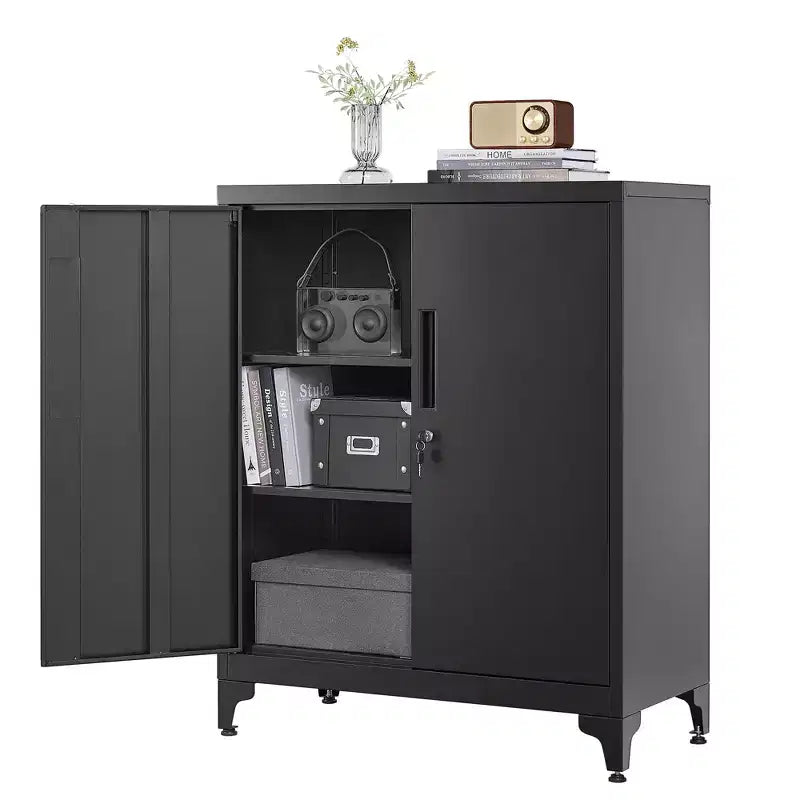 SONGMICS Office Cabinet Garage Cabinet, Metal Storage Cabinet with Doors and Shelves