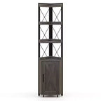Libreria angolare a 6 ripiani Costway con ripiani regolabili a 5 livelli e kit antiribaltamento marrone rustico/grigio