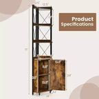 Libreria angolare a 6 ripiani Costway con ripiani regolabili a 5 livelli e kit antiribaltamento marrone rustico/grigio