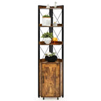 Libreria angolare a 6 ripiani Costway con ripiani regolabili a 5 livelli e kit antiribaltamento marrone rustico/grigio