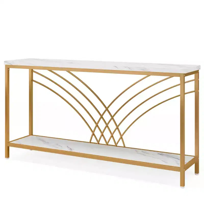 Tavolo console lungo in finto marmo Tribesigns 70,86