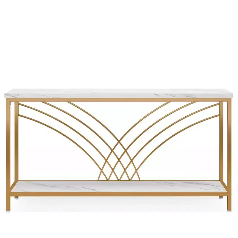Tavolo console lungo in finto marmo Tribesigns 70,86