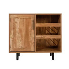 Mobile bar e credenza classici Emma and Oliver con armadietto a porta singola in stile shaker con portabicchieri sospeso e mensole aperte per bottiglie