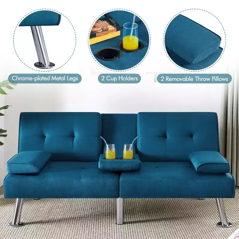 Divano Letto Futon Convertibile in Tessuto Yaheetech