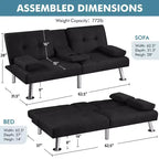 Divano Letto Futon Convertibile in Tessuto Yaheetech
