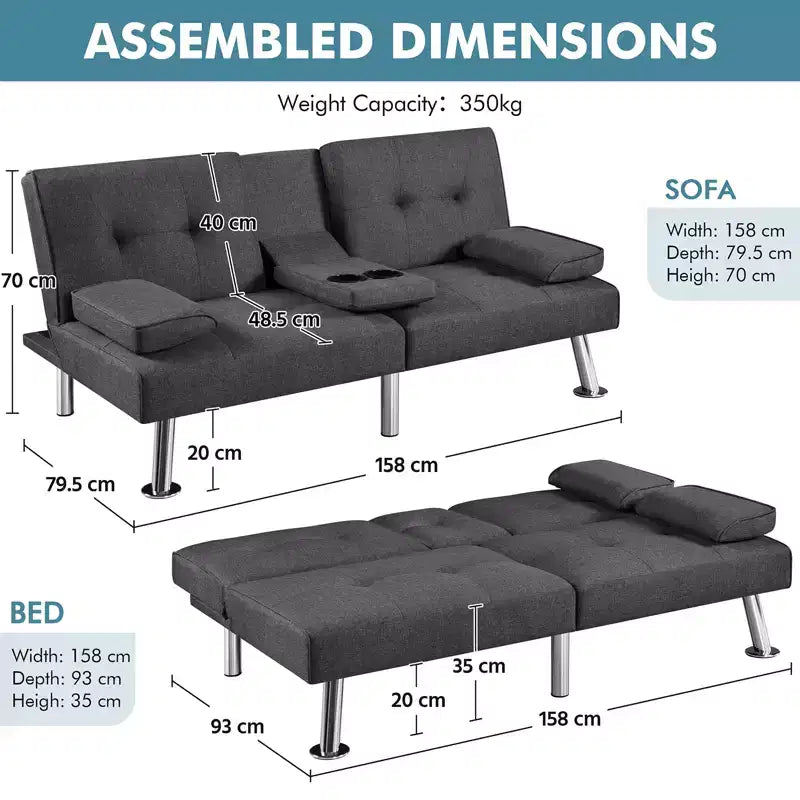 Divano Letto Futon Convertibile in Tessuto Yaheetech
