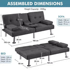 Divano Letto Futon Convertibile in Tessuto Yaheetech