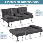 Divano Letto Futon Convertibile in Tessuto Yaheetech