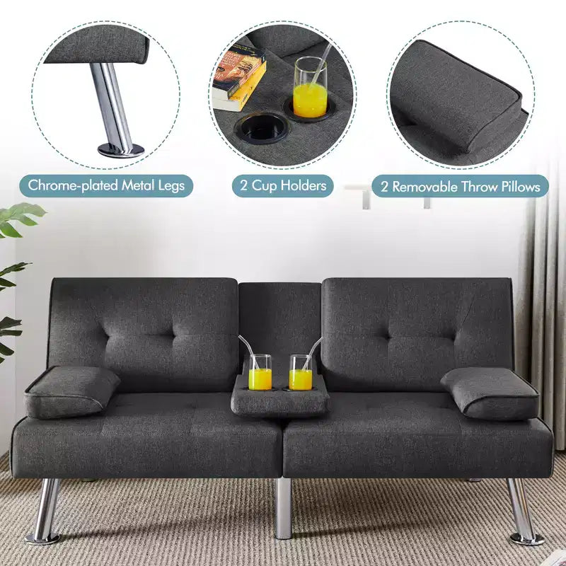 Divano Letto Futon Convertibile in Tessuto Yaheetech