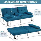 Divano Letto Futon Convertibile in Tessuto Yaheetech