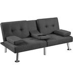 Yaheetech Fabric Upholstered Convertible Futon Sofa Bed