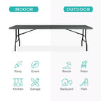 Best Choice Products Tavolo Pieghevole in Plastica da 2,4m, Portatile per Interni ed Esterni Resistente con Maniglia, Blocco per Picnic