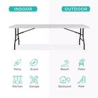Best Choice Products Tavolo Pieghevole in Plastica da 2,4m, Portatile per Interni ed Esterni Resistente con Maniglia, Blocco per Picnic