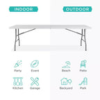 Best Choice Products Tavolo Pieghevole in Plastica da 2,4m, Portatile per Interni ed Esterni Resistente con Maniglia, Blocco per Picnic