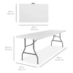 Best Choice Products Tavolo Pieghevole in Plastica da 2,4m, Portatile per Interni ed Esterni Resistente con Maniglia, Blocco per Picnic