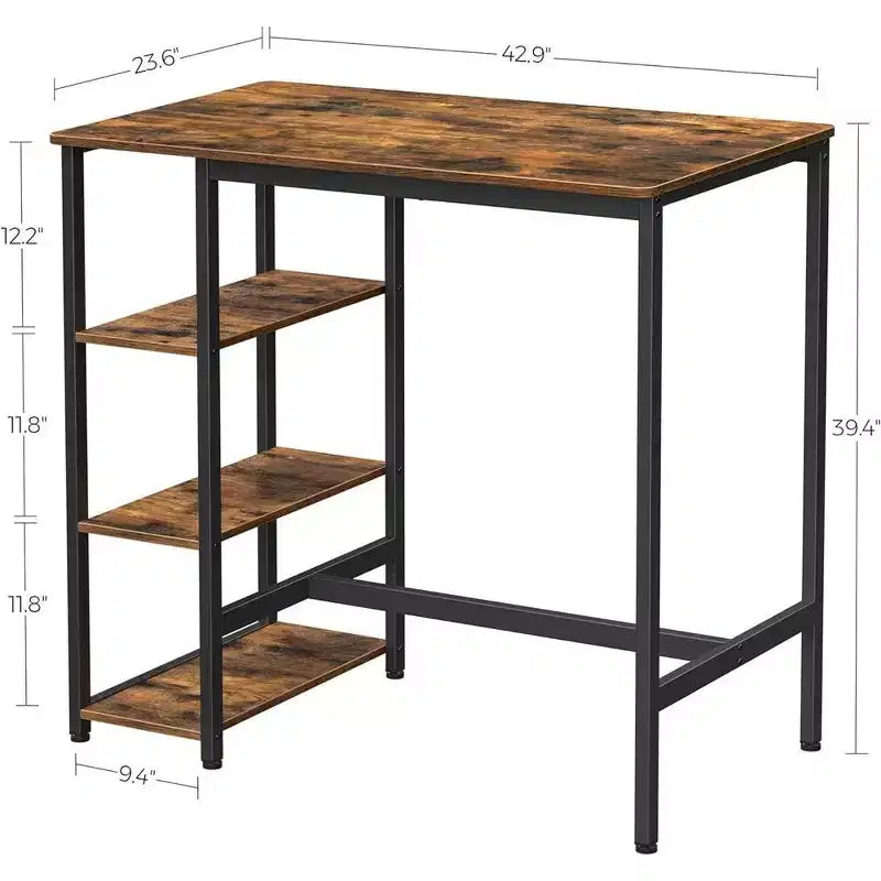 VASAGLE Tavolo da Bar con Robusta Struttura in Metallo, Facile Montaggio, Design Industriale, 60 x 109 x 100 cm, Marrone Rustico