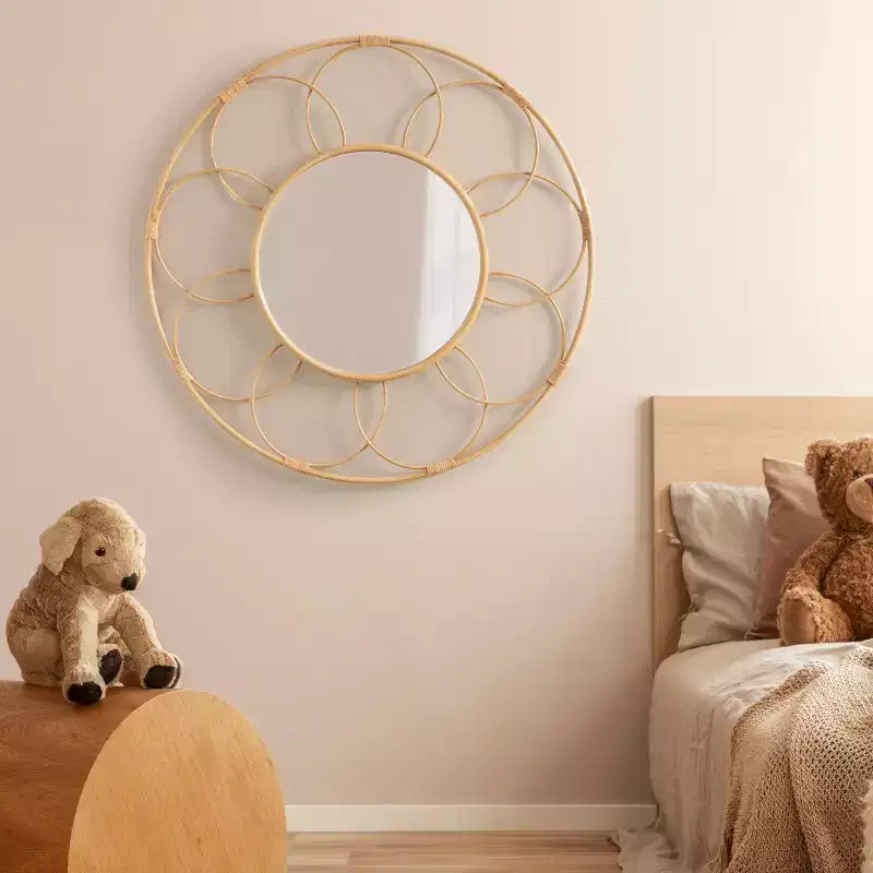 Specchio rotondo in rattan Cori 34x34 - Kate & Laurel All Things Decor