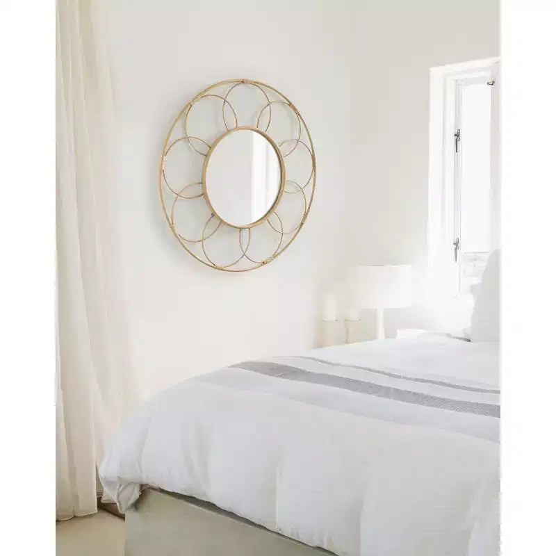 Specchio rotondo in rattan Cori 34x34 - Kate & Laurel All Things Decor