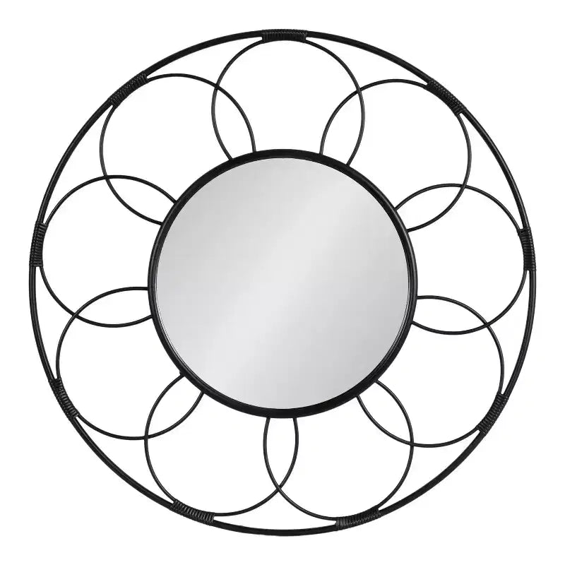 34x34 Cori Round Rattan Mirror - Kate & Laurel All Things Decor
