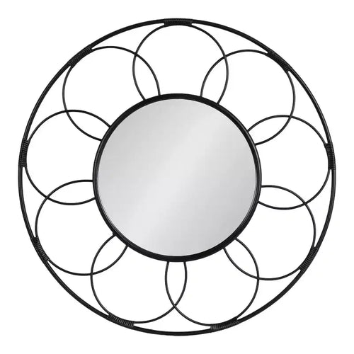 34x34 Cori Round Rattan Mirror - Kate & Laurel All Things Decor