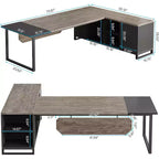 Lantine Scrivania Direzionale a L da 70,8" con Mobile Classificatore da 55"