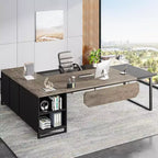 Lantine Scrivania Direzionale a L da 70,8" con Mobile Classificatore da 55"