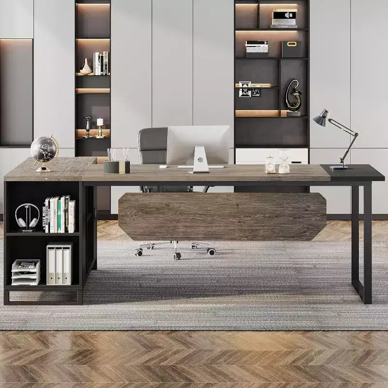 Lantine Scrivania Direzionale a L da 70,8" con Mobile Classificatore da 55"