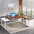 Lantine Scrivania Direzionale a L da 70,8" con Mobile Classificatore da 55"