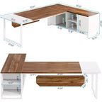 Lantine Scrivania Direzionale a L da 70,8" con Mobile Classificatore da 55"