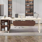 Lantine Scrivania Direzionale a L da 70,8" con Mobile Classificatore da 55"