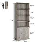 Libreria Whizmax con ante, scaffale industriale, libreria rustica in legno con 6 ripiani per camera da letto, soggiorno, ufficio