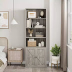 Libreria Whizmax con ante, scaffale industriale, libreria rustica in legno con 6 ripiani per camera da letto, soggiorno, ufficio