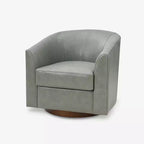 Poltrona a botte girevole a 360 gradi Molly Modern in vera pelle con base in legno massello|ART OF LIVING DESIGNS